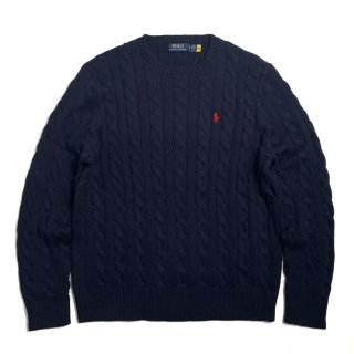 Polo Ralph Lauren Crewneck Cable Cotton Sweater Black/ ポロ ラルフ