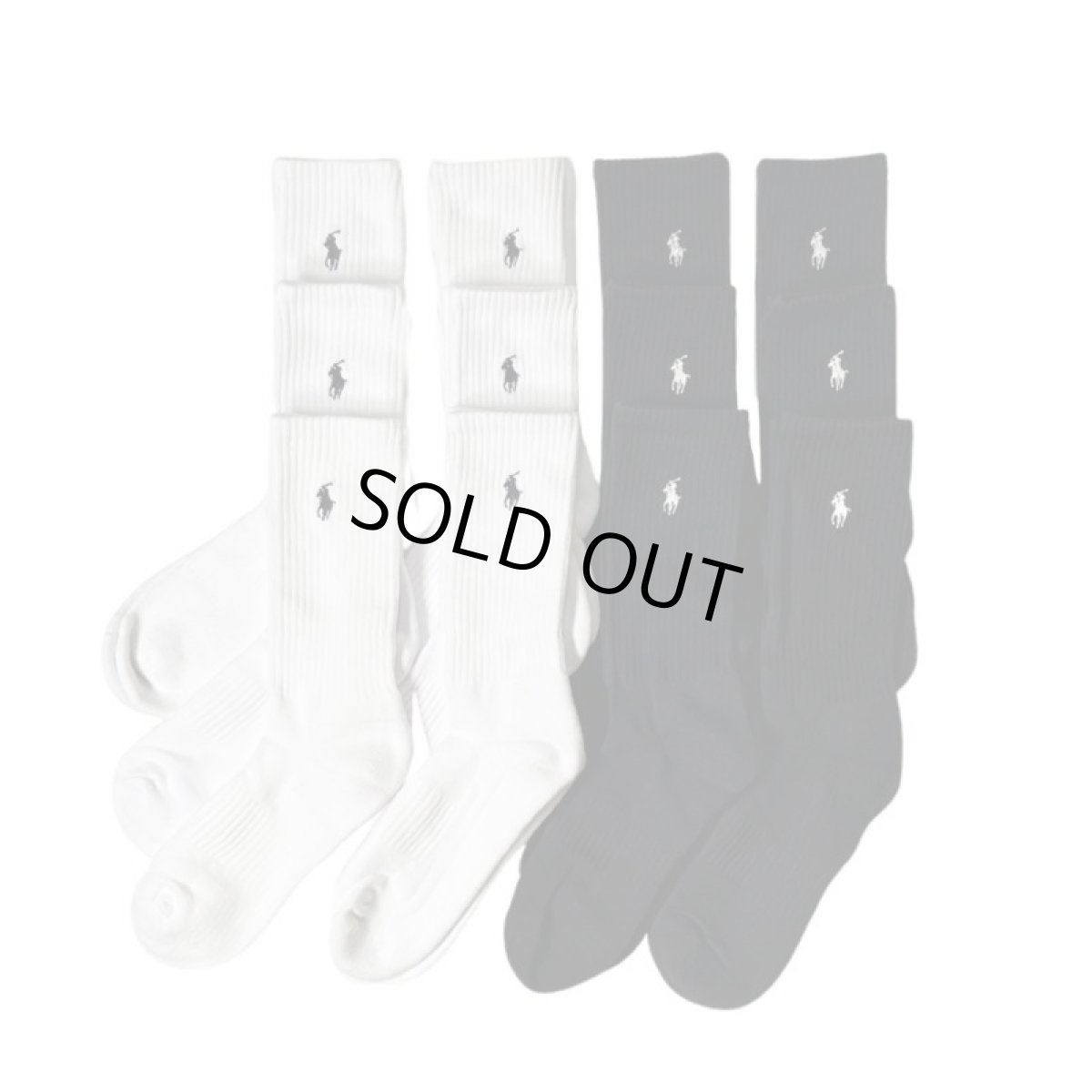 画像1: Polo Ralph Lauren 6pack Crew Socks White & Black / ポロ ラルフローレン 6パック クルーソックス ホワイト&ブラック (1)