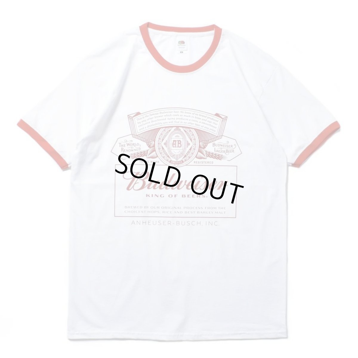 画像1: Budweiser Ringer T-Shirts WhiteｘRed / バドワイザー リンガー Tシャツ ホワイト ｘレッド (1)