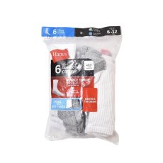 画像1: Hanes 6pack Cushion Crew Socks White / ヘインズ 6パック クルーソックス ホワイト (1)