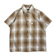 画像1: FB County S/S Checker Flannel Shirts Tan x White / エフビーカウンティ チェッカー フランネル シャツ タン x ホワイト (1)