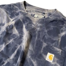 画像2: RAWDRIPｘUchida Dyeing Factory Custom Carhartt Frost Bleach Pocket T-Shirts Navy / ロウドリップｘ内田染工場 カスタム カーハート ポケット Tシャツ (2)