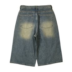 画像2: Baggy Fit Faded Damage Denim Shorts Dark Indigo / バギーフィット フェイデッド ダメージ デニムショーツ ダークインディゴ (2)