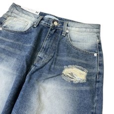 画像4: Baggy Fit Faded Damage Denim Pants Medium Indigo / バギーフィット フェイデッド ダメージ デニムパンツ ミディアムインディゴ (4)