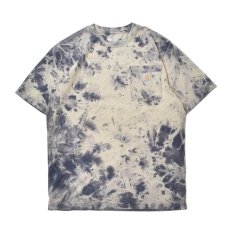 画像1: RAWDRIPｘUchida Dyeing Factory Custom Carhartt Frost Bleach Pocket T-Shirts Blue Stone / ロウドリップｘ内田染工場 カスタム カーハート ポケット Tシャツ ブルーストーン (1)