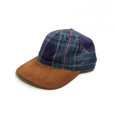 画像1:  J.Crew Suede Brim Plaid Baseball Cap Ocean Madras / ジェイクルー スエードブリム プレイド ベースボールキャップ マドラス (1)