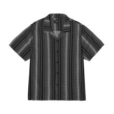 画像1: HUF Script Stripe Resort Shirts Black / ハフ スクリプト ストライプ リゾート シャツ ブラック (1)