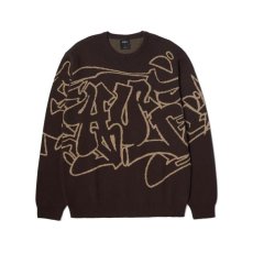 画像1: HUF Outlines Crewneck Sweater Espresso / ハフ アウトライン クルーネック セーター エスプレッソ (1)