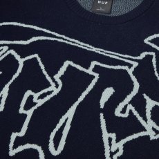 画像3: HUF Outlines Crewneck Sweater Navy / ハフ アウトライン クルーネック セーター ネイビー (3)