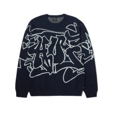 画像1: HUF Outlines Crewneck Sweater Navy / ハフ アウトライン クルーネック セーター ネイビー (1)