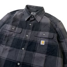 画像3: Carhartt L/S Loose Fit Heavyweight Flannel Plaid Shirts Black / カーハート ロングスリーブ ヘビーウェイト プレイド フランネル シャツ ブラック (3)