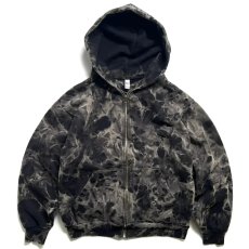 画像1: RAWDRIPｘLos Angeles Apparel Frost Bleach 14oz Heavy Fleece Full Zip Hoodie Black / ロウドリップｘロサンゼルスアパレル フロストブリーチ 14オンス ヘビーフリース フルジップ フーディ ブラック (1)