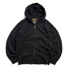 画像1: Hagerstown Double Zip Cotton Knit Hoodie Black / ヘイガーズタウン ダブルジップ コットン ニットフーディ ブラック (1)