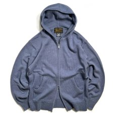 画像1: Hagerstown Double Zip Cotton Knit Hoodie Blue / ヘイガーズタウン ダブルジップ コットン ニットフーディ ブルー (1)