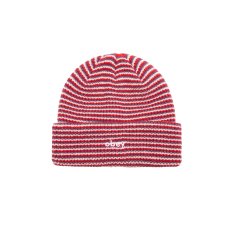 画像1: OBEY Parker Striped Beanie Red Multi / オベイ パーカー ストライプ ビーニー レッドマルチ (1)