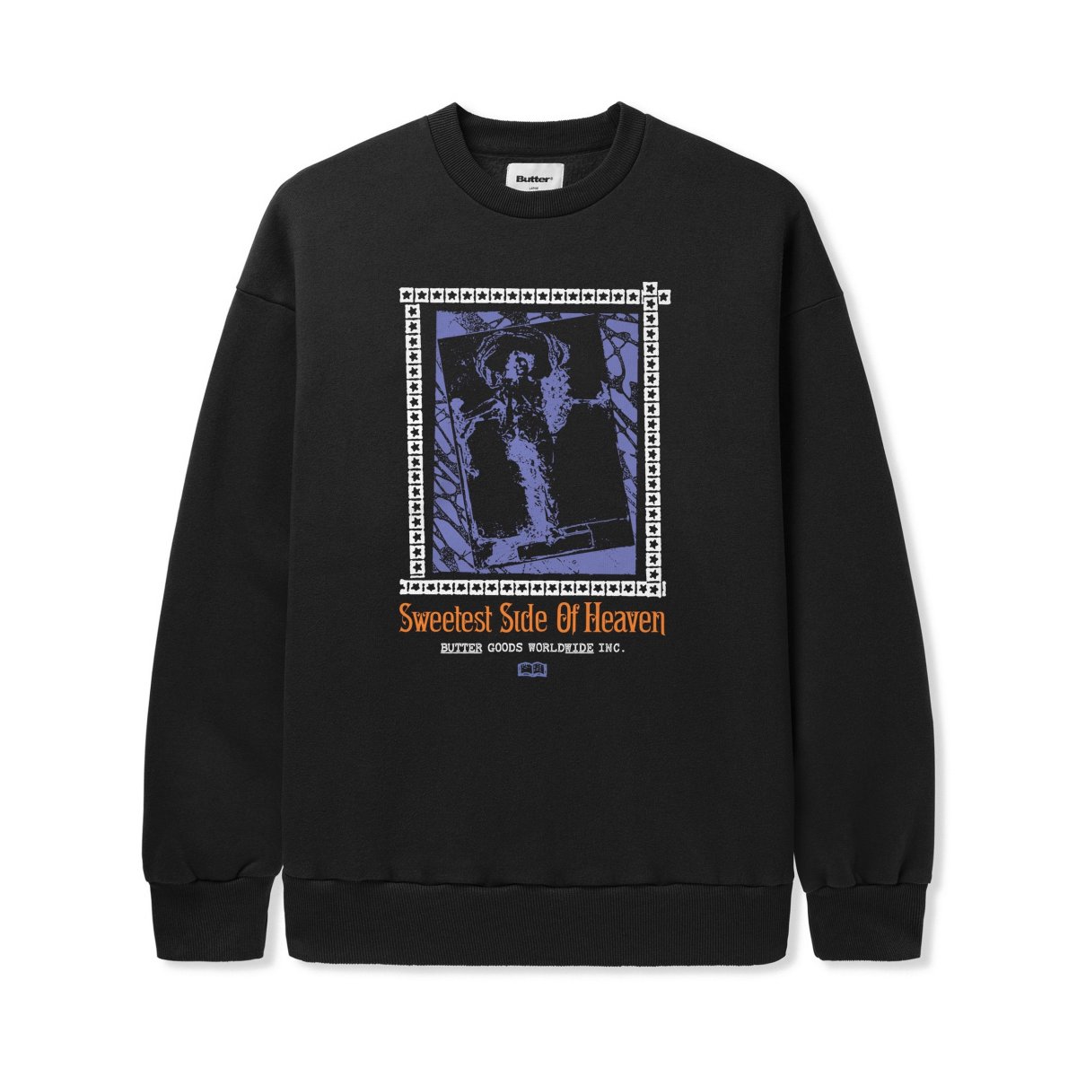 画像1: Butter Goods Angel Crewneck Sweatshirts Black / バターグッズ エンジェル クルーネック スウェット ブラック (1)