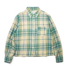 画像1: BDG Cropped Plaid Flannel Shirt - Neutral Multi (1)