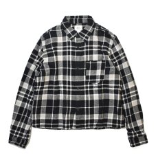 画像1: BDG Cropped Plaid Flannel Shirt - Black Multi (1)