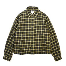 画像1: BDG Cropped Plaid Flannel Shirt - Green Multi (1)