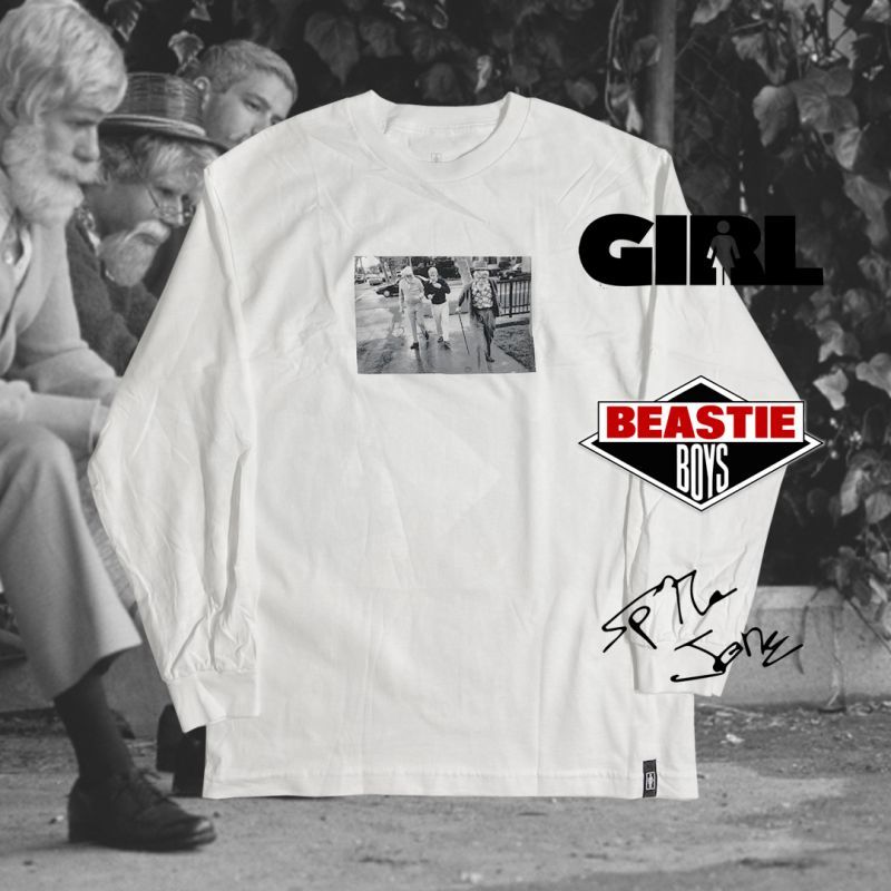 Girl Skateboards X Beastie Boys X Spike Jonze Long Sleeve T Shirts White ガールスケートボード X ビースティボーイズ X スパイクジョーンズ ロングスリーブ Tシャツ ホワイト Rawdrip