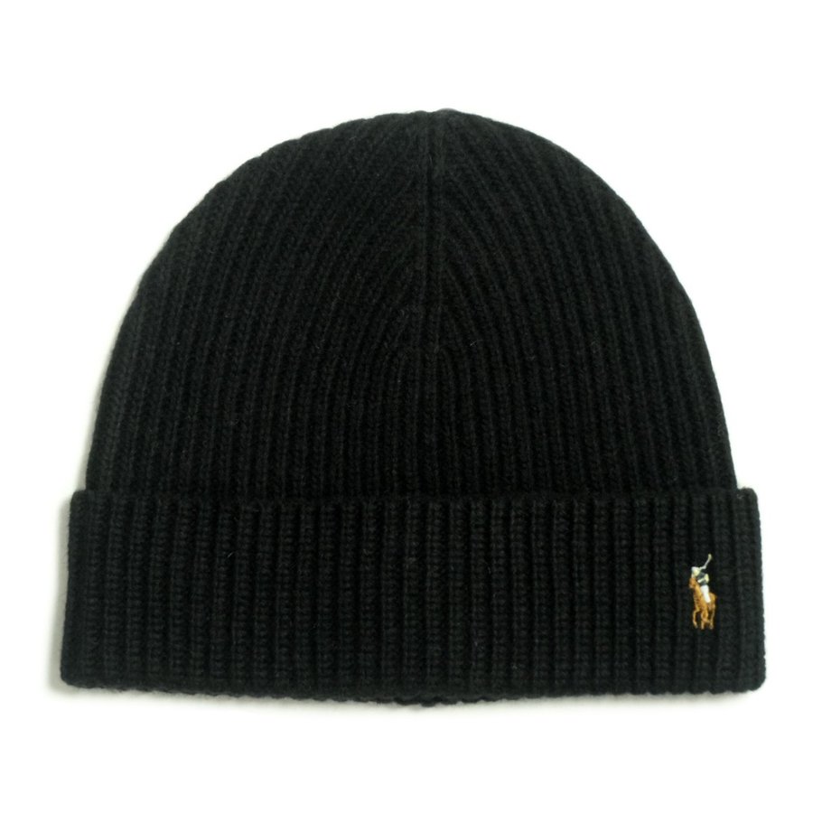 Polo Ralph Lauren Signature Pony Cuff Hat Black ポロ ラルフローレン シグネチャー ポニー カフ ハット ニットキャップ ブラック Rawdrip