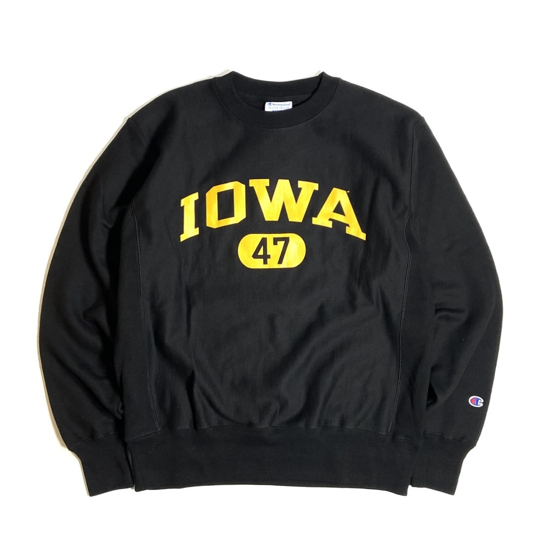 Iowa University Reverse Weave Crewneck Sweatshirts Black アイオワ ユニバーシティ リバースウィーブ クルーネック スウェットシャツ Rawdrip