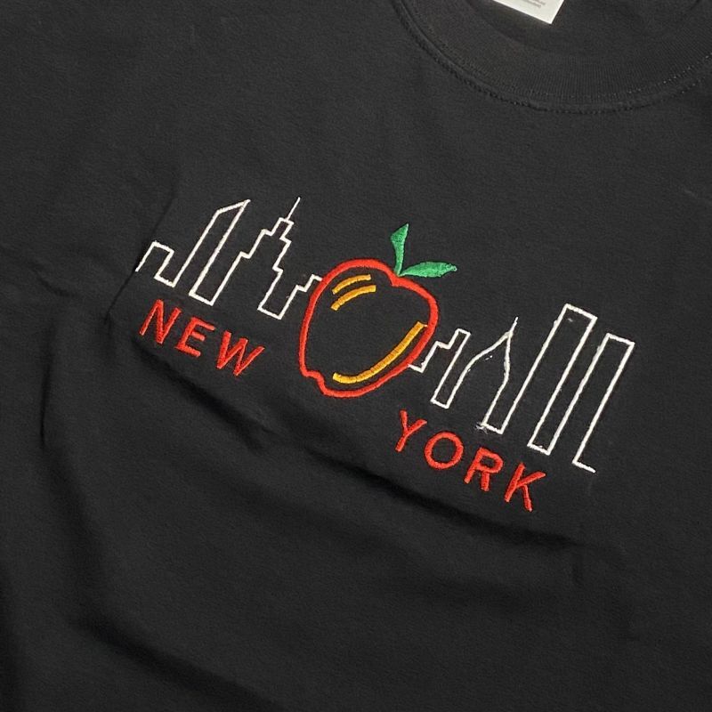 New York Big Apple Embroidery T Shirts Black ニューヨーク ビッグアップル Tシャツ ブラック Rawdrip