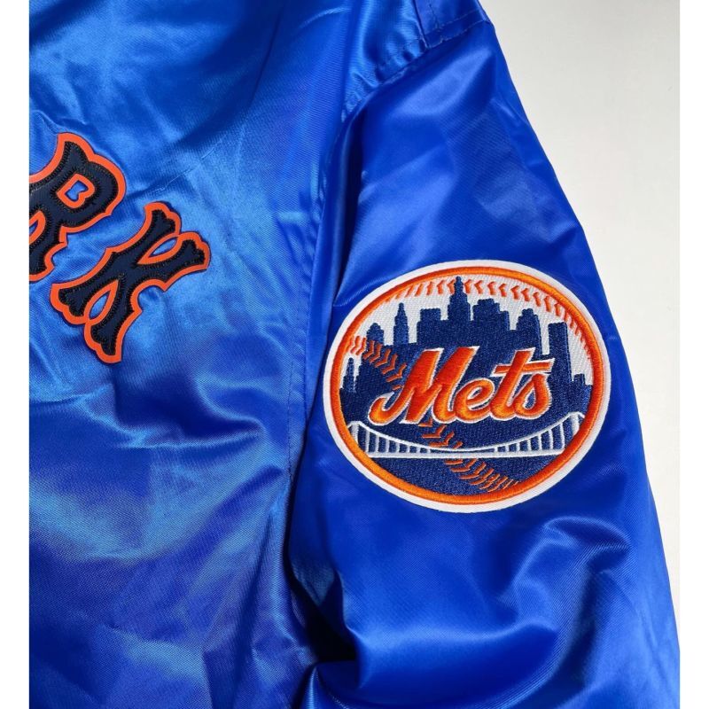 Pro Standard MLB Official Wordmark Satin Jacket ''New York Mets'' Royal / プロスタンダード  オフィシャル サテンジャケット ニューヨーク・メッツ - RAWDRIP