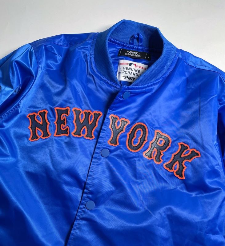 Pro Standard MLB Official Wordmark Satin Jacket ''New York Mets'' Royal / プロスタンダード  オフィシャル サテンジャケット ニューヨーク・メッツ - RAWDRIP