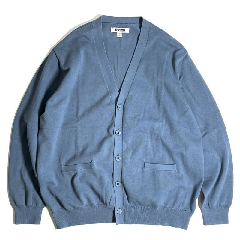 Edwards Jersey Knit Cotton V-Neck Cardigan Slate Blue / エドワーズ ...