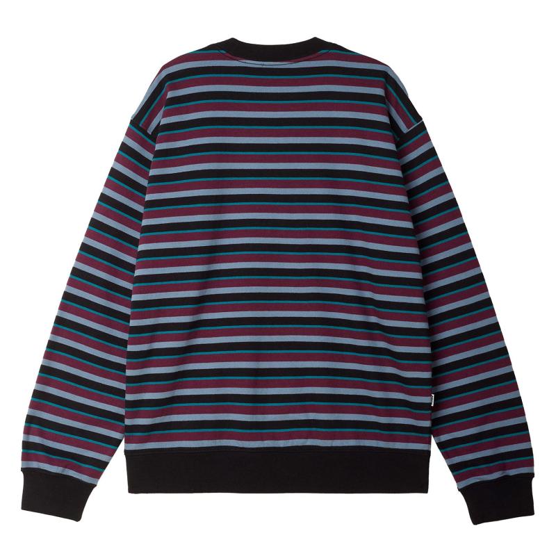 OBEY Anden Stripe Crew Neck Black Multi / オベイ ANDEN ストライプ