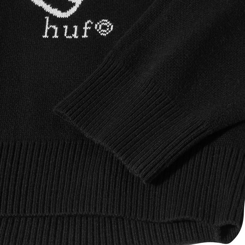 HUF Bad News Crewneck Sweater Black / ハフ バッドニュース クルー