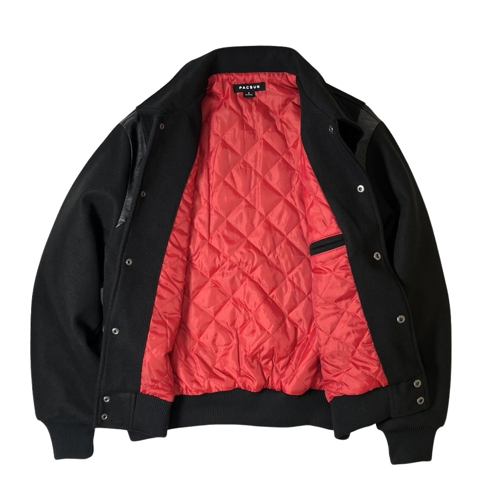 PacSun Melton Varsity Jacket Black / パックサン メルトン バー