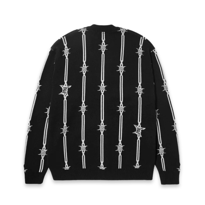 HUF Barbed Wire Cardigan Black / ハフ バーブド ワイヤー カーディガン ブラック - RAWDRIP